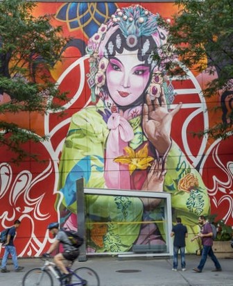 Mural at entrance to Chinatown in Montreal